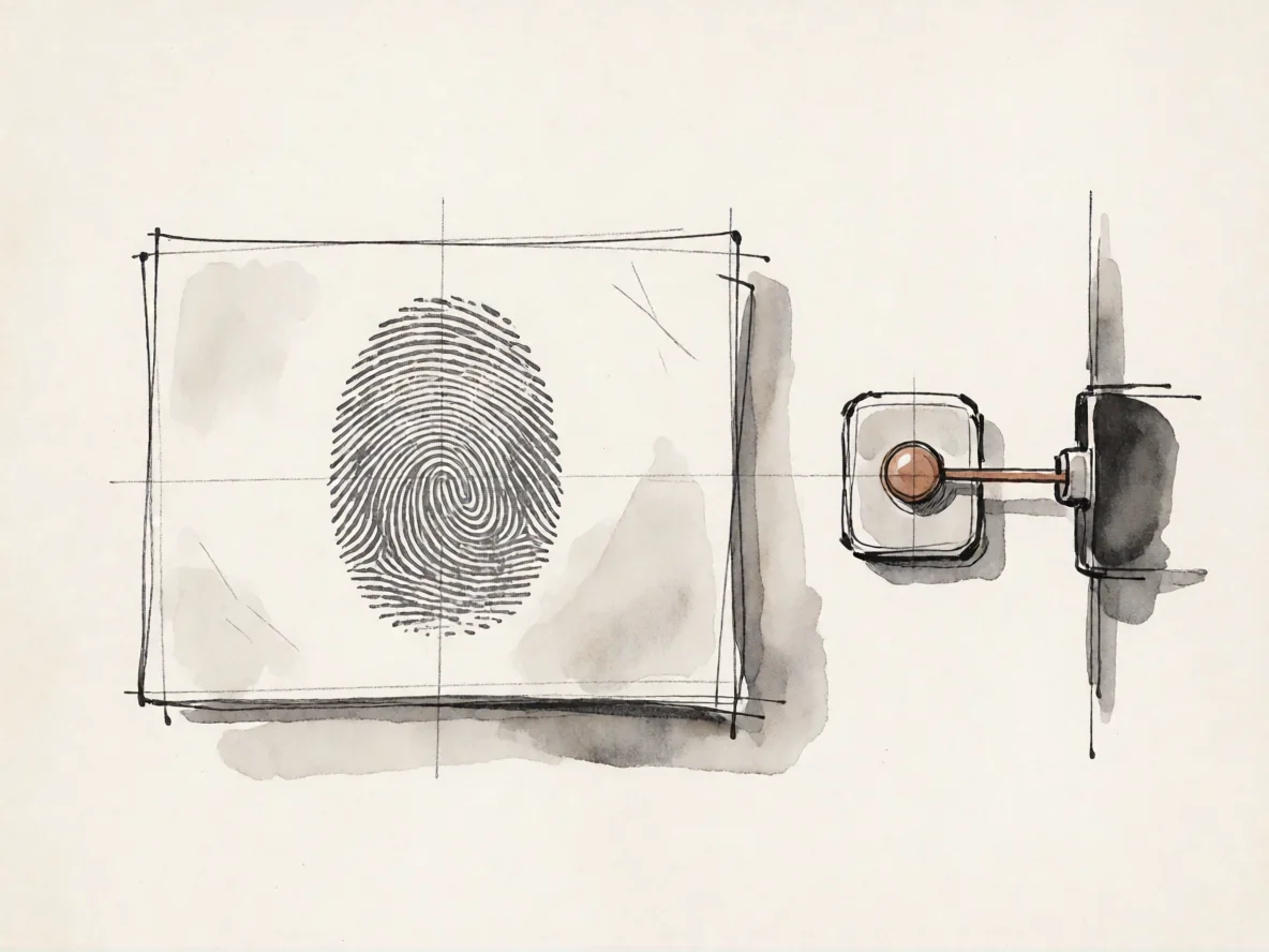 Hand-drawn self-signed certificate fingerprint connected to a separate verification token.